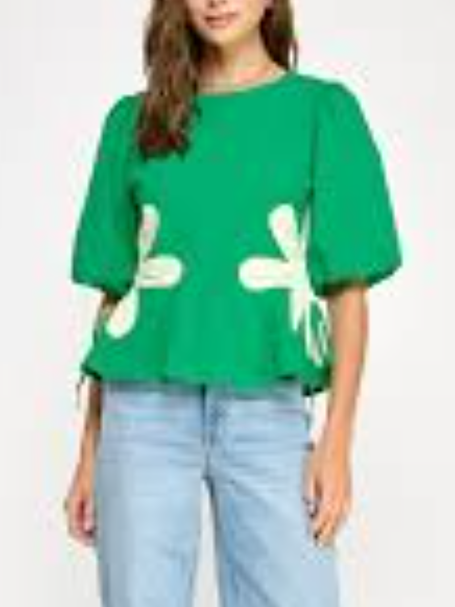 Round Neck Waisted Casual Top