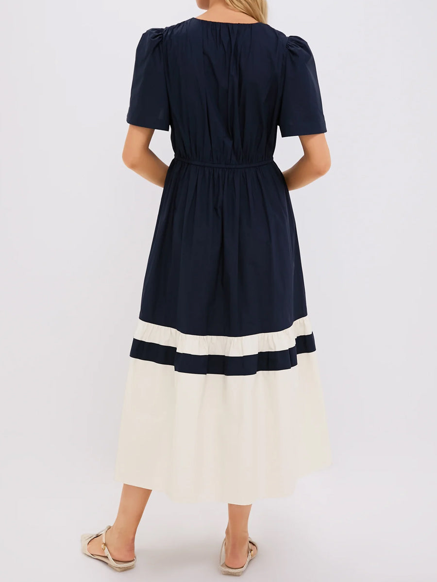 Short Flutter Sleeve Drawstring Waist Dress