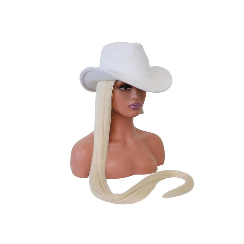 Platinum Blonde Cowboy Hat Wig