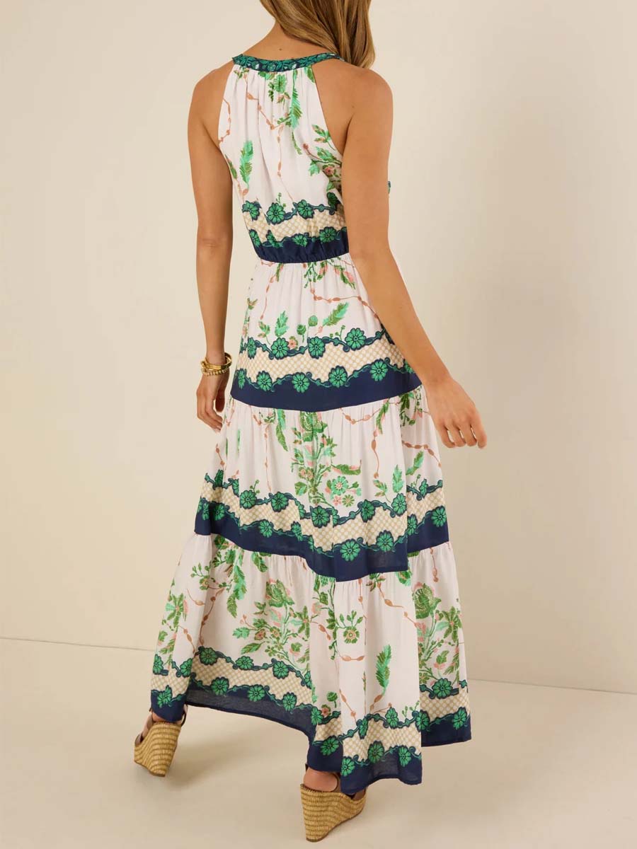 Floral Print Button-front Sleeveless Maxi Dress