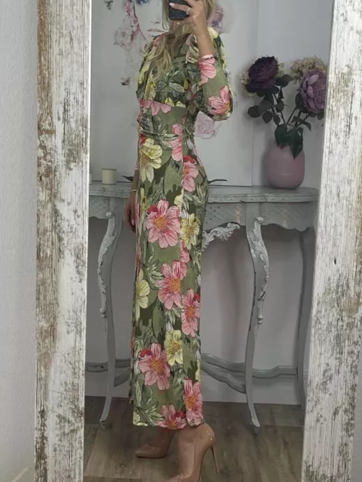 V-neck Floral Print Dress