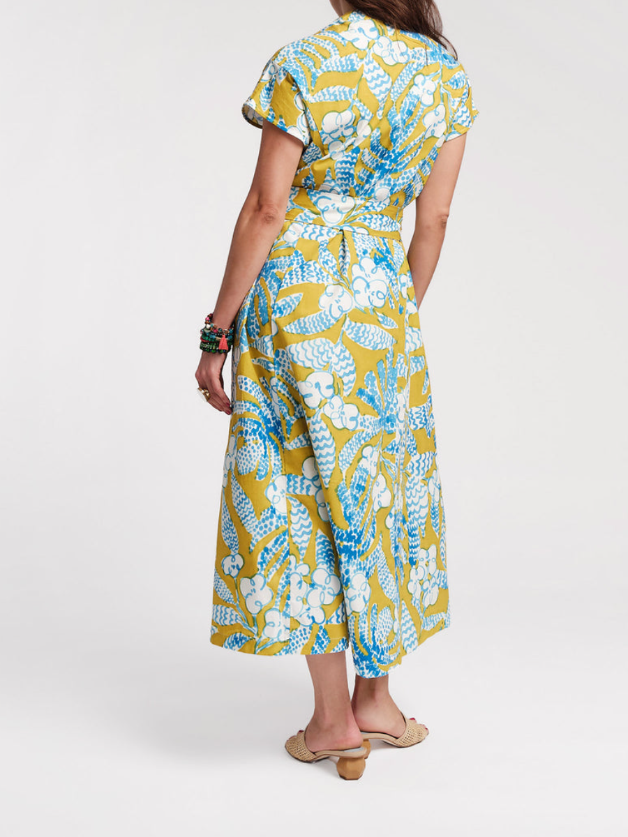 V-Neck Printed Tinted Dress