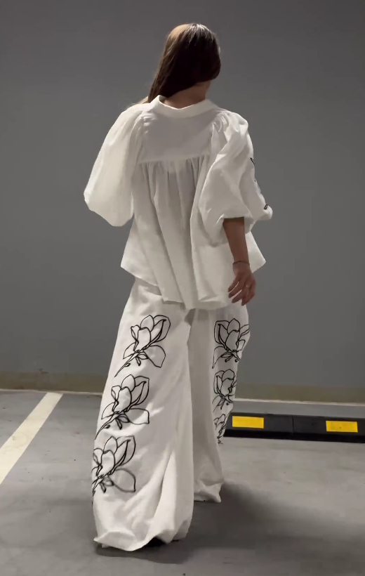 Comfortable Floral Embroidery Two-Piece Set