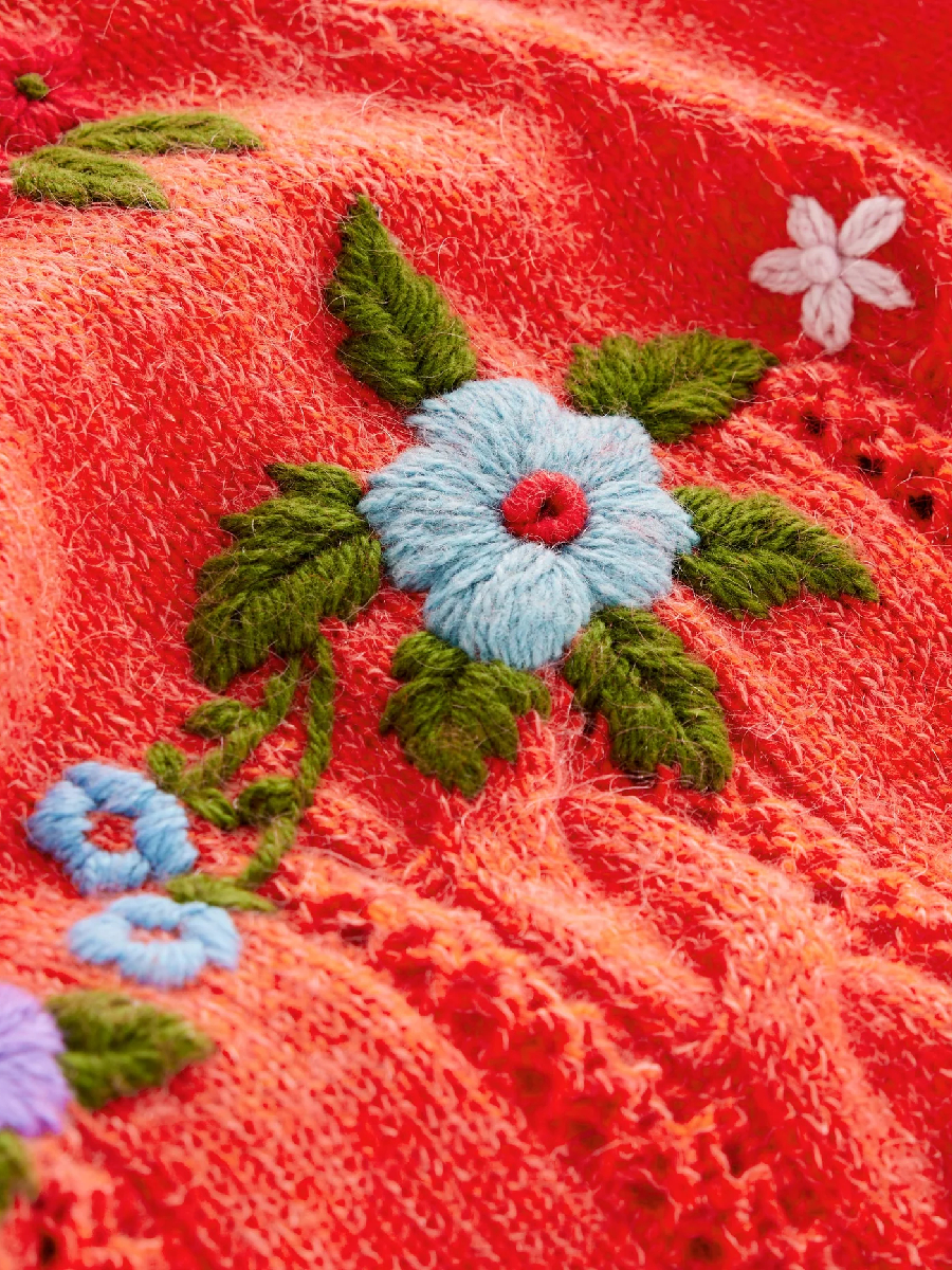 Fluffy Embroidered Cardigan