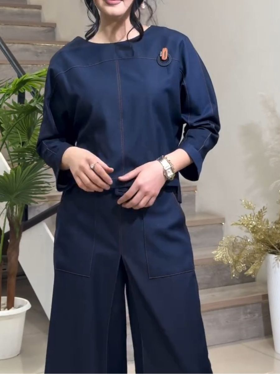 (⏰New Arrivals Promotion 40% OFF) Cotton Long-sleeve Top And Wide-leg Trousers Set
