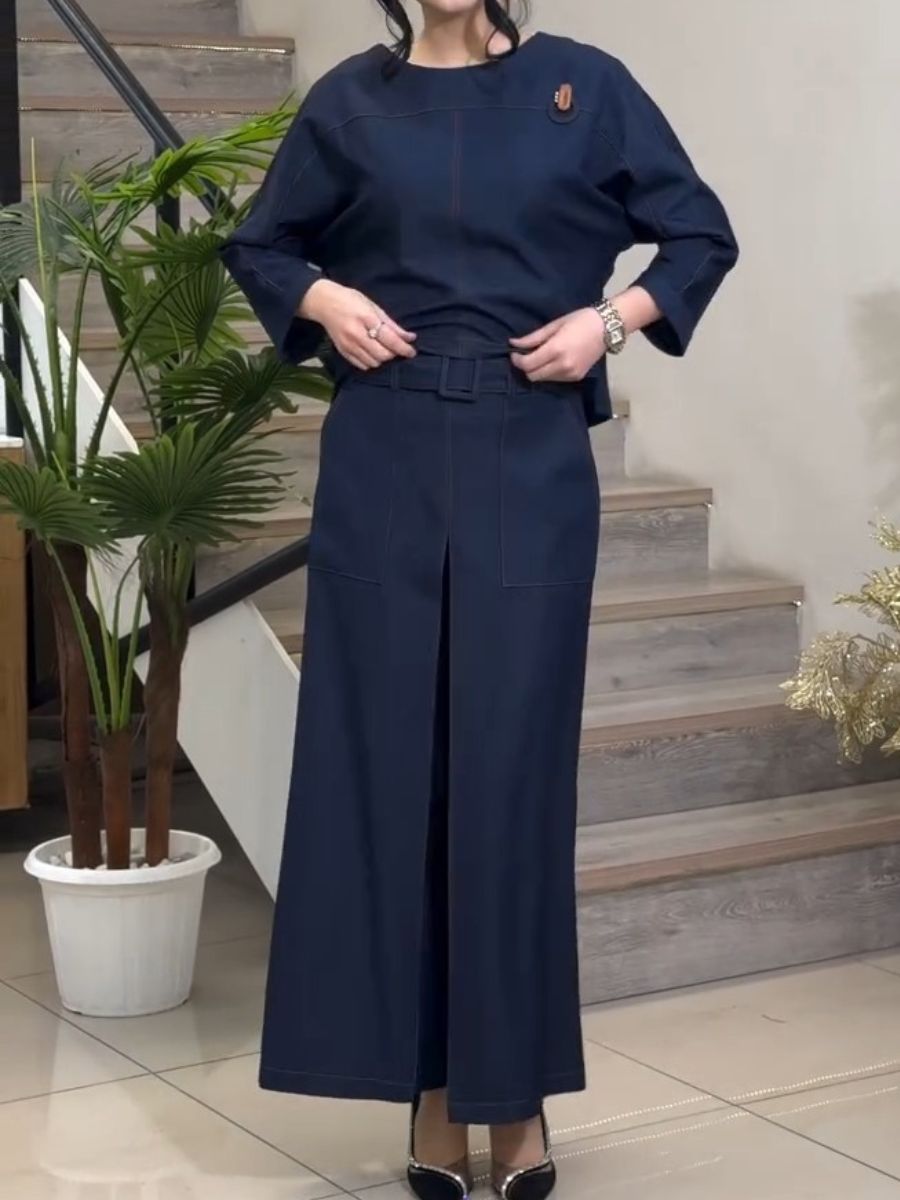 (⏰New Arrivals Promotion 40% OFF) Cotton Long-sleeve Top And Wide-leg Trousers Set