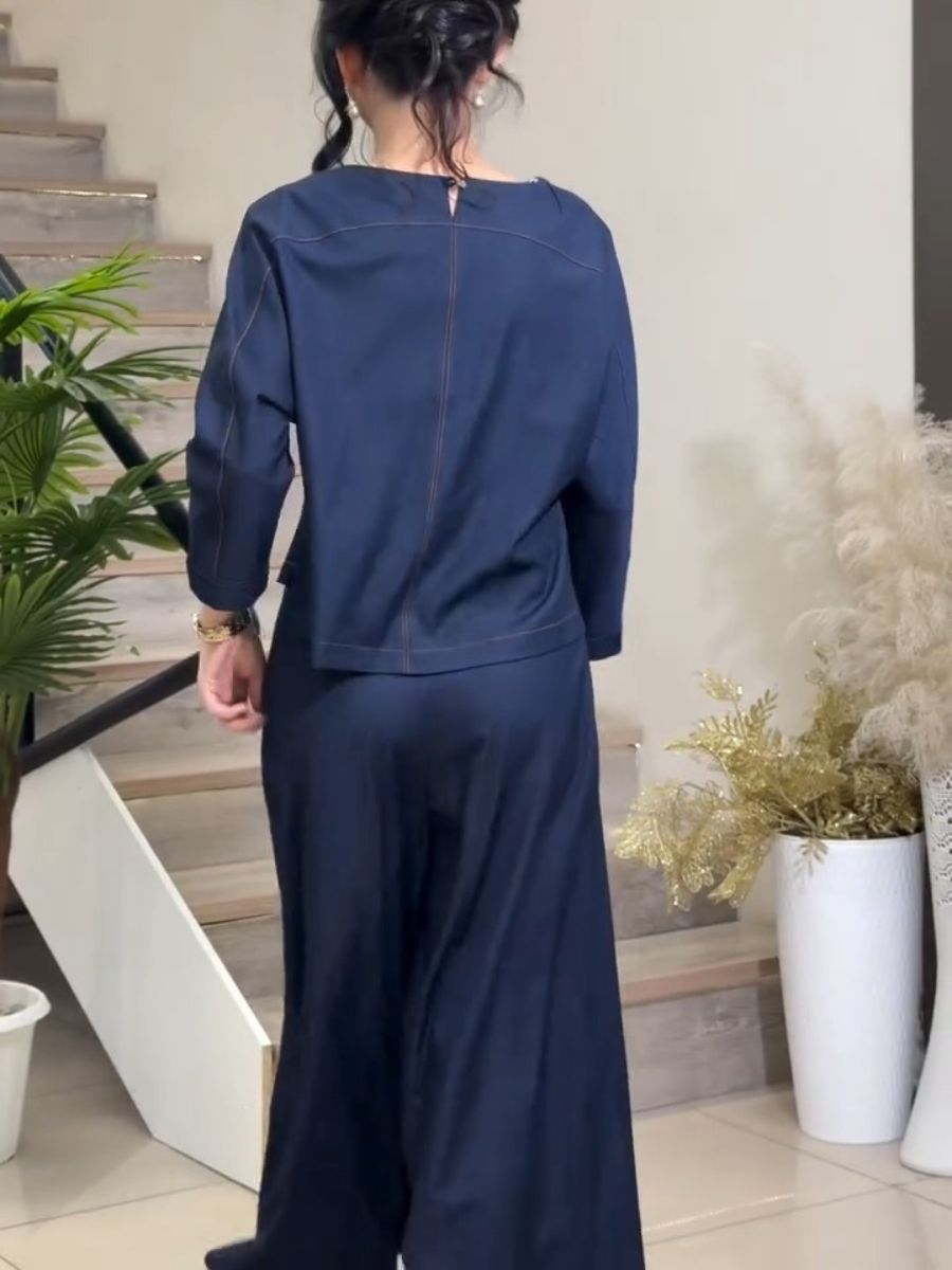 (⏰New Arrivals Promotion 40% OFF) Cotton Long-sleeve Top And Wide-leg Trousers Set