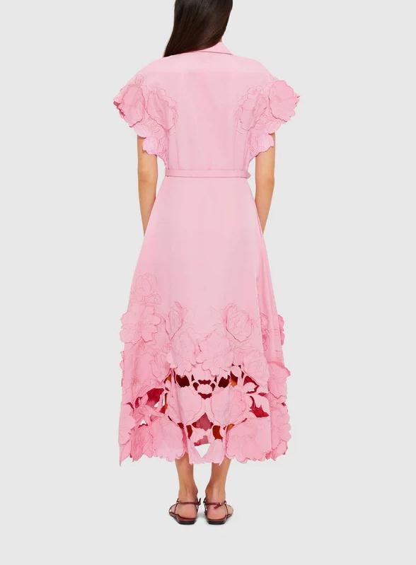 Cream Pink Shirt Midi Dress
