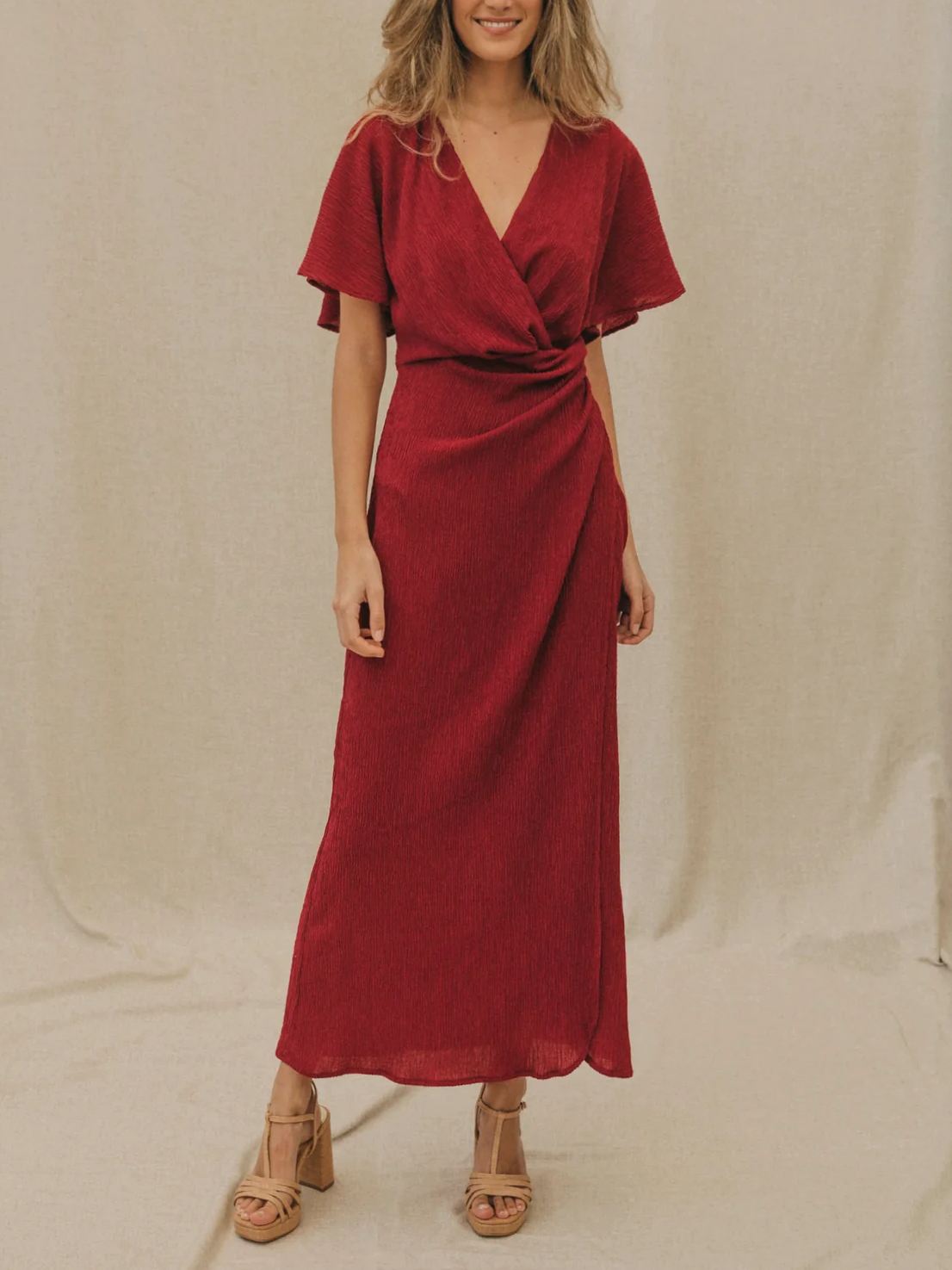 Asymmetric Ruffle Midi Dress