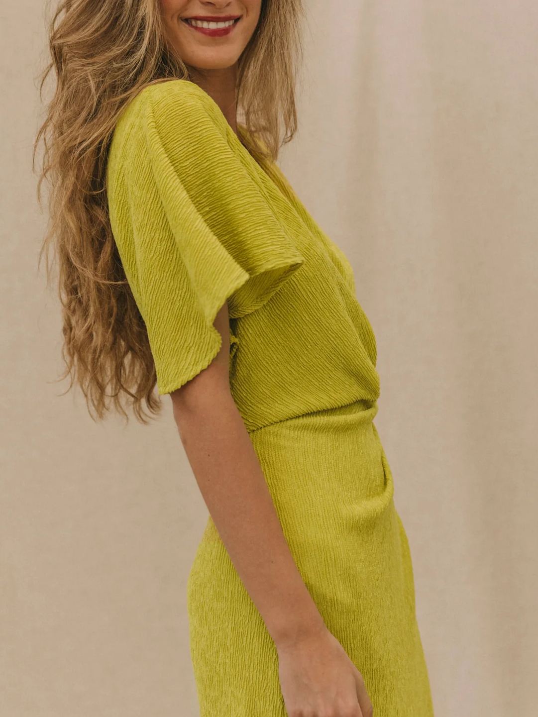 Asymmetric Ruffle Midi Dress