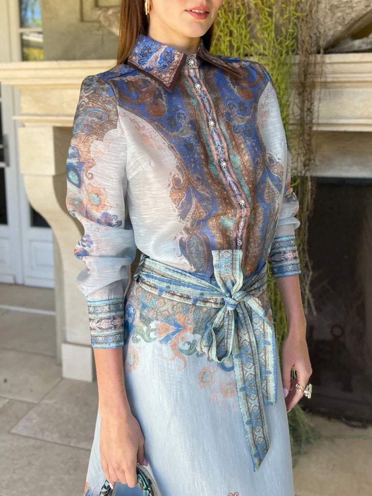 Embroidered Printed Two-piece Set