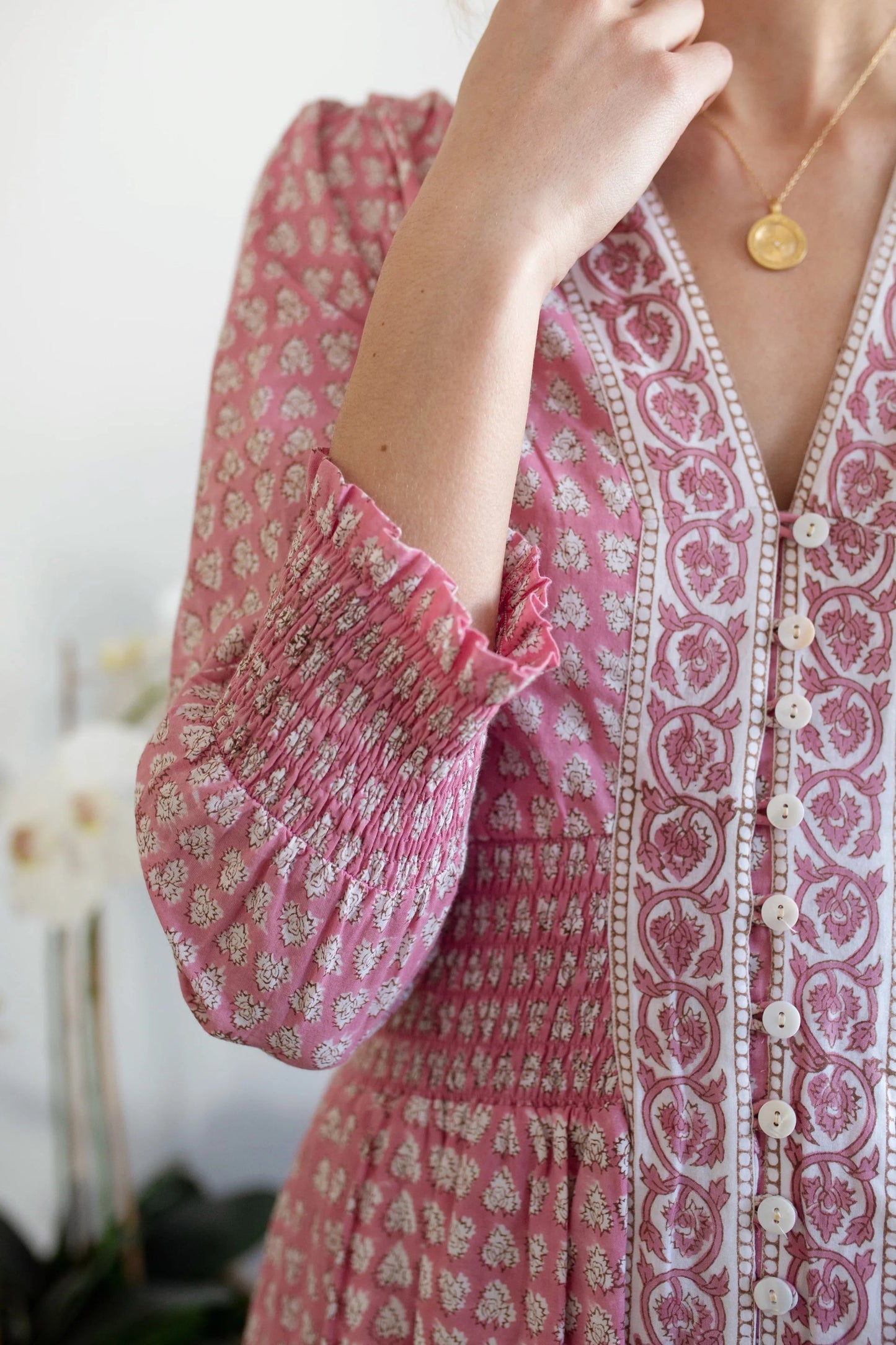 V-neck Printed Dress