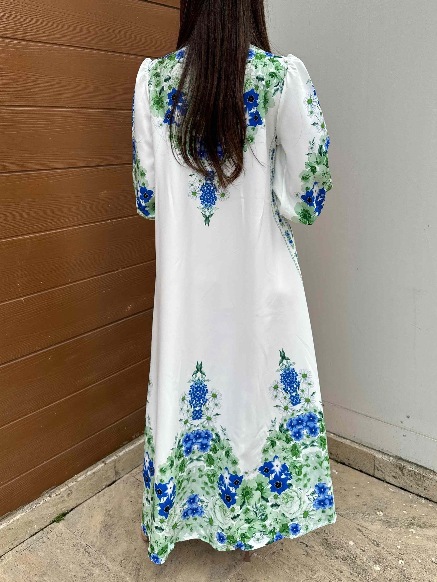 Floral Print Lace-Up Elegant Dress