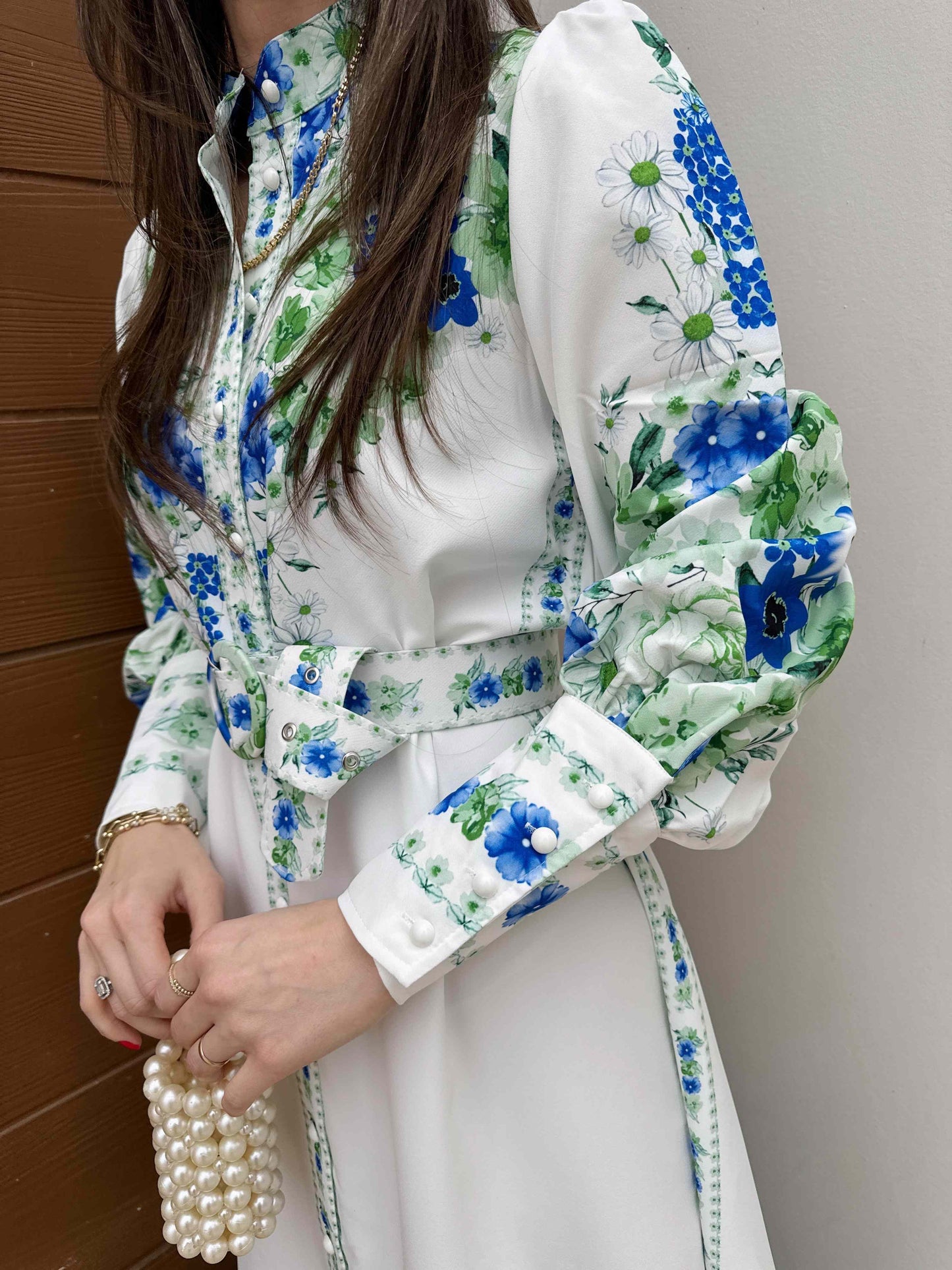 Floral Print Lace-Up Elegant Dress