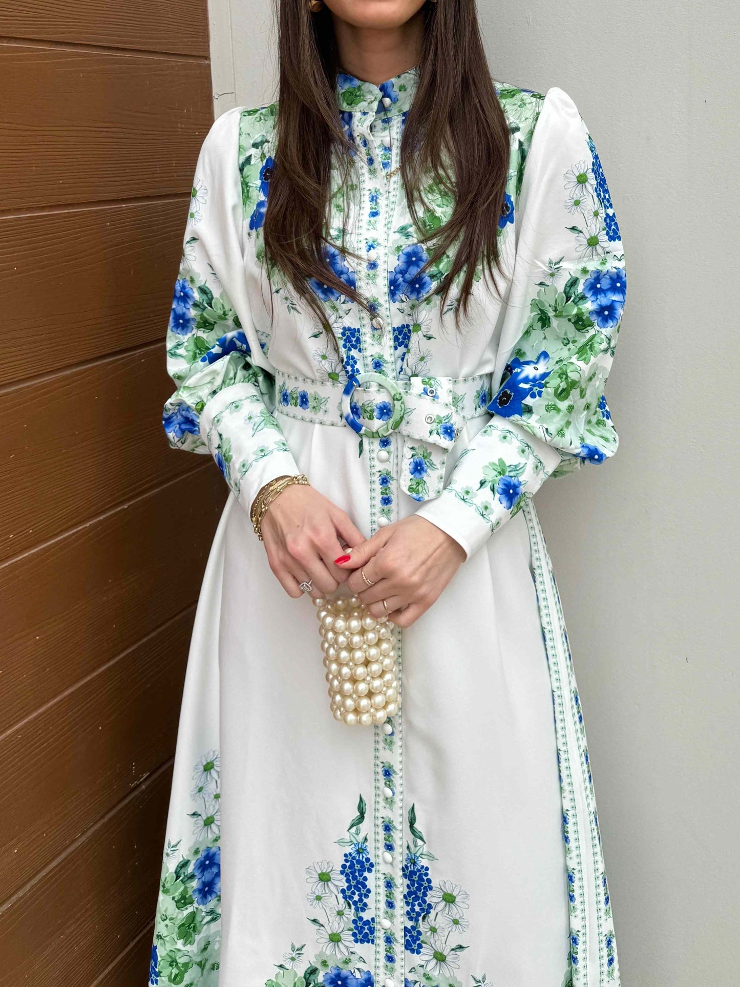 Floral Print Lace-Up Elegant Dress