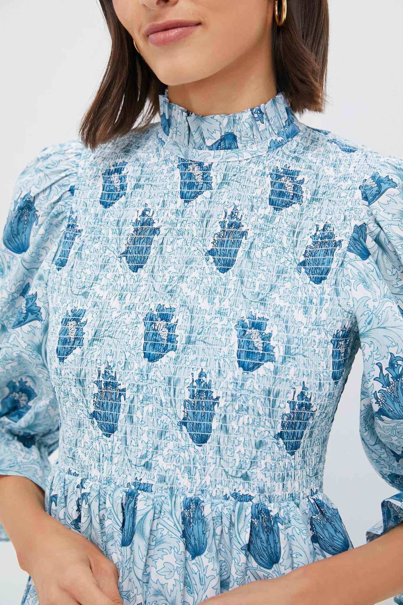 Leafy Floral Smocked Mini Dress