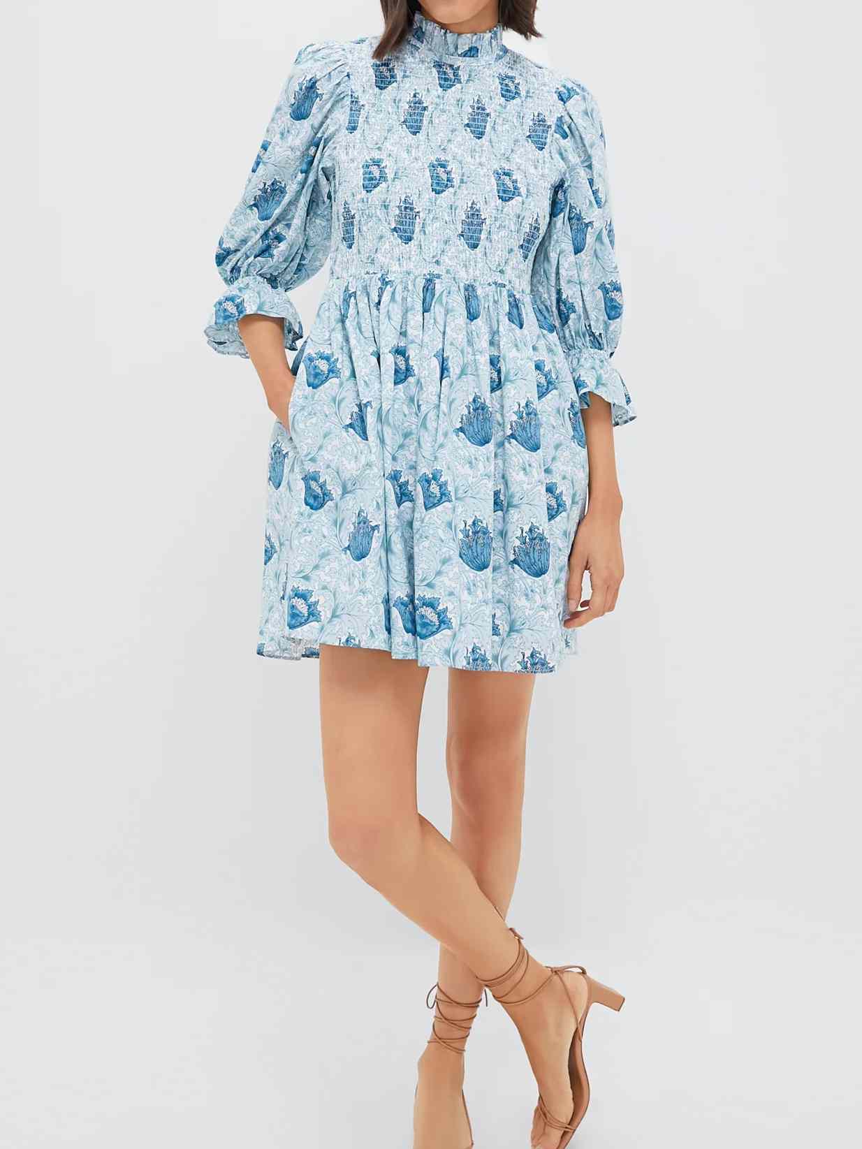 Leafy Floral Smocked Mini Dress