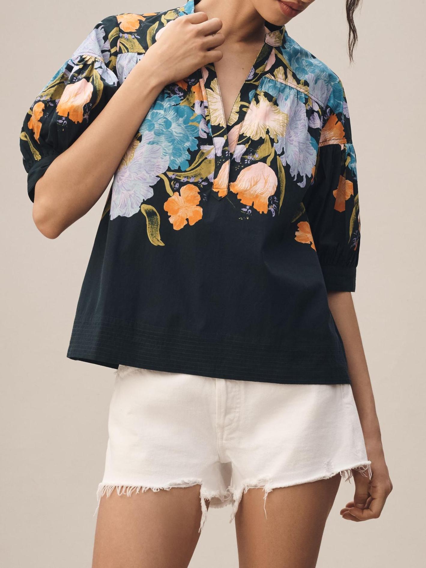 V-neck Floral Short Sleeve