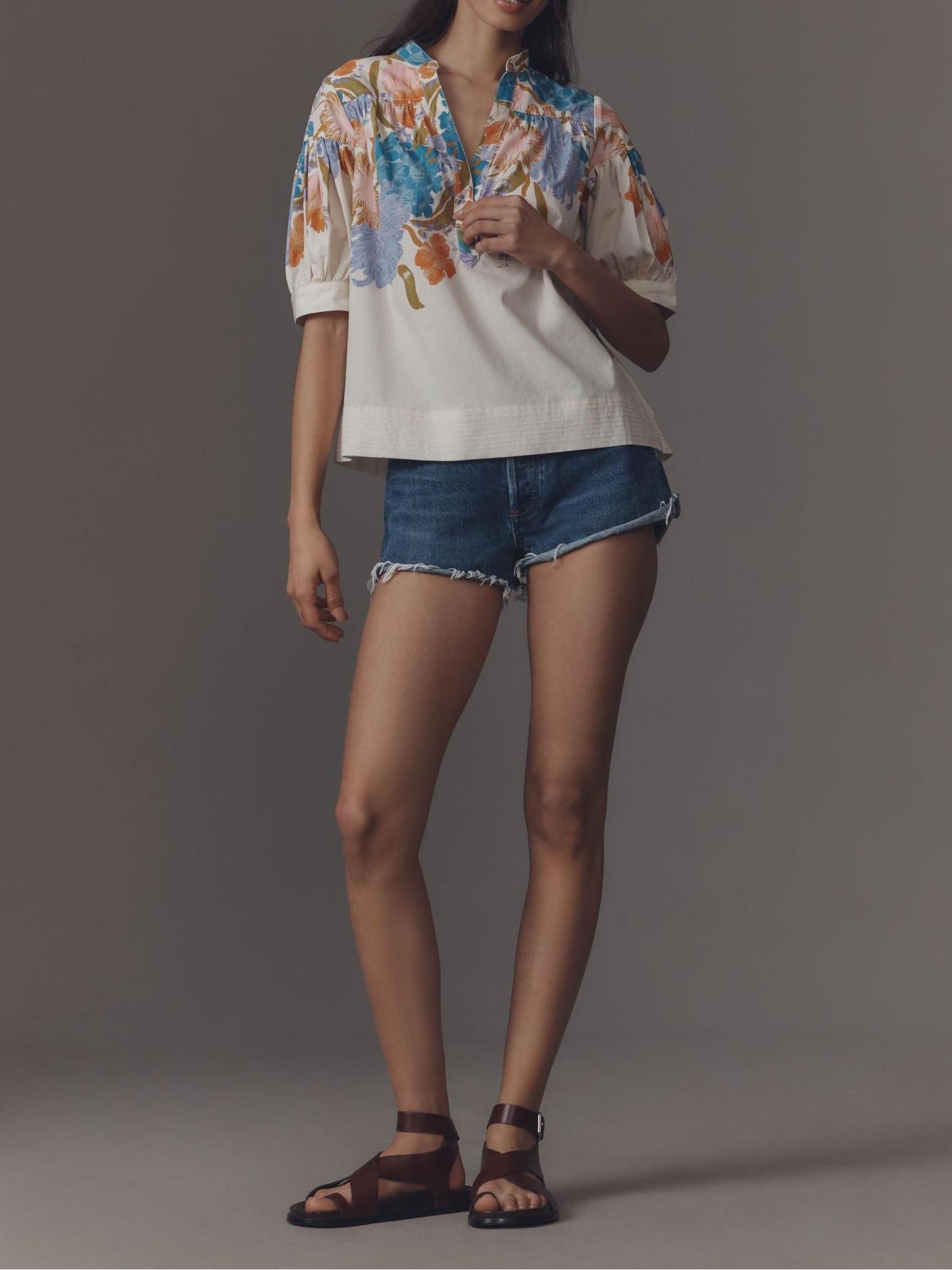 V-neck Floral Short Sleeve