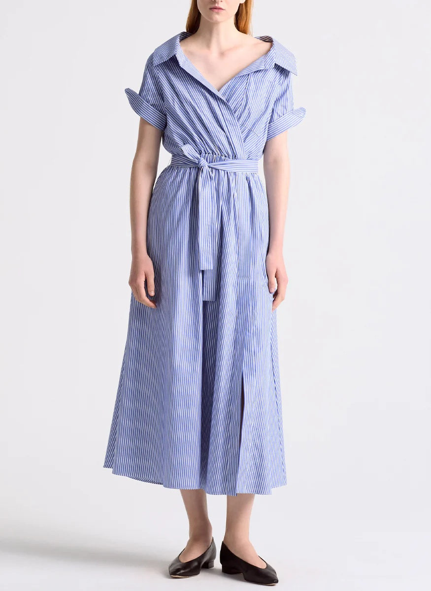 Stripe Midi Wrap Dress