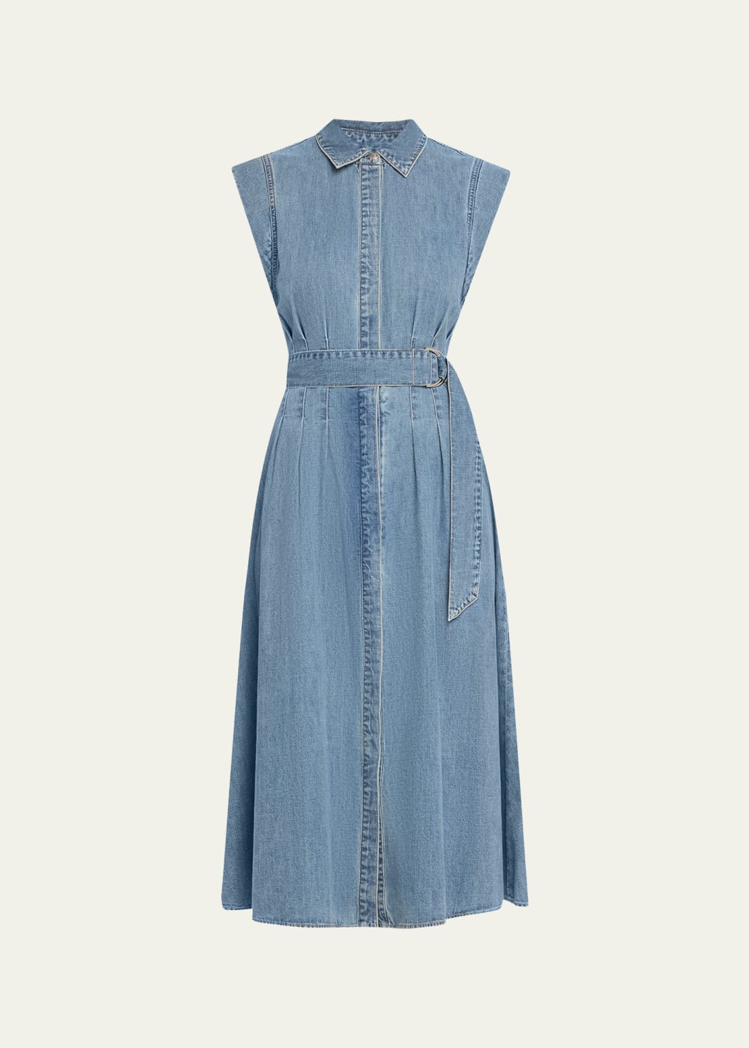 Belted Denim Midi Dress