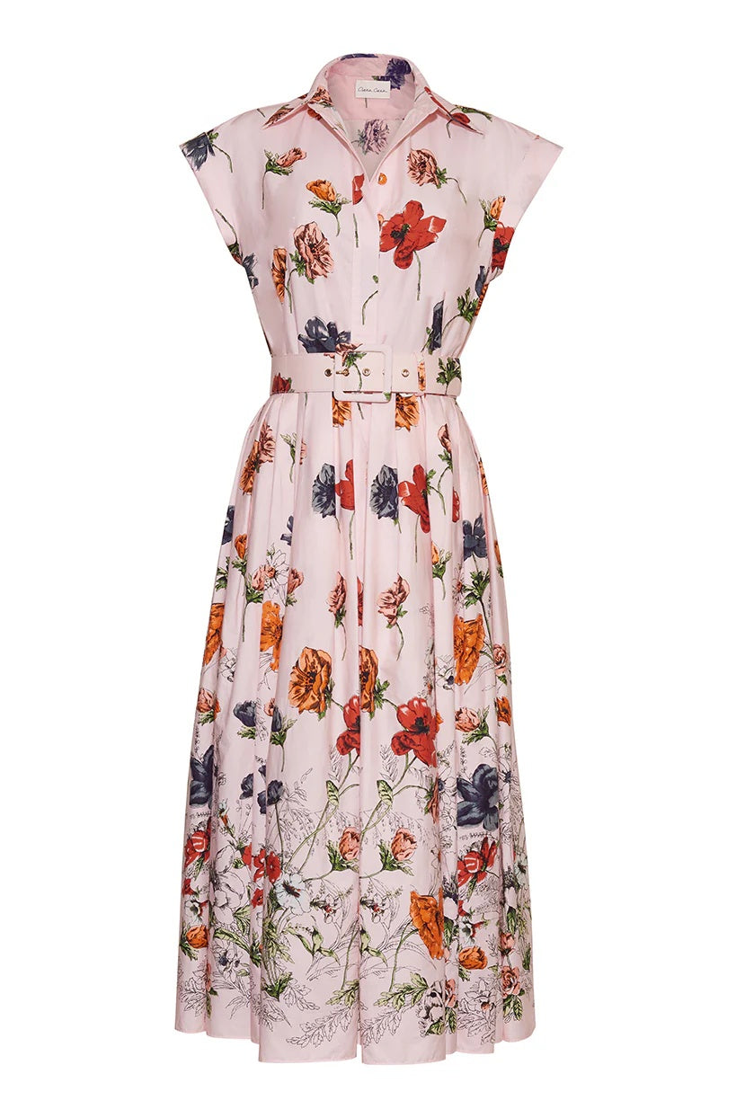 Floral Print Belted Midi Skirt