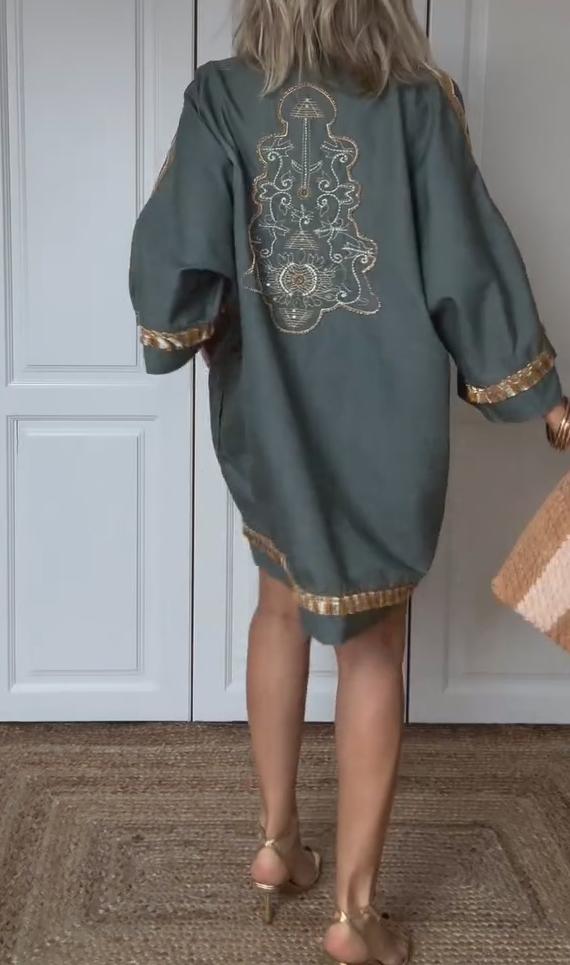 Embroidered Printed Mini Dress