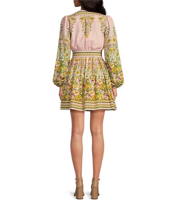 Floral Print Woven V-Neck Dress