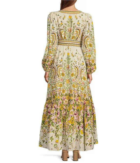 Floral Print Woven V-Neck Dress