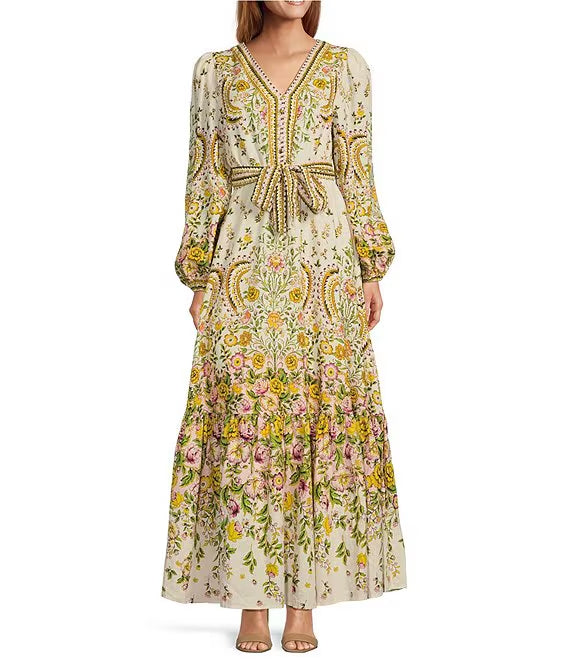 Floral Print Woven V-Neck Dress