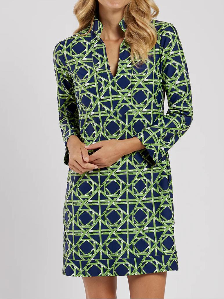 Elegant Loose V-neck Printed Dress