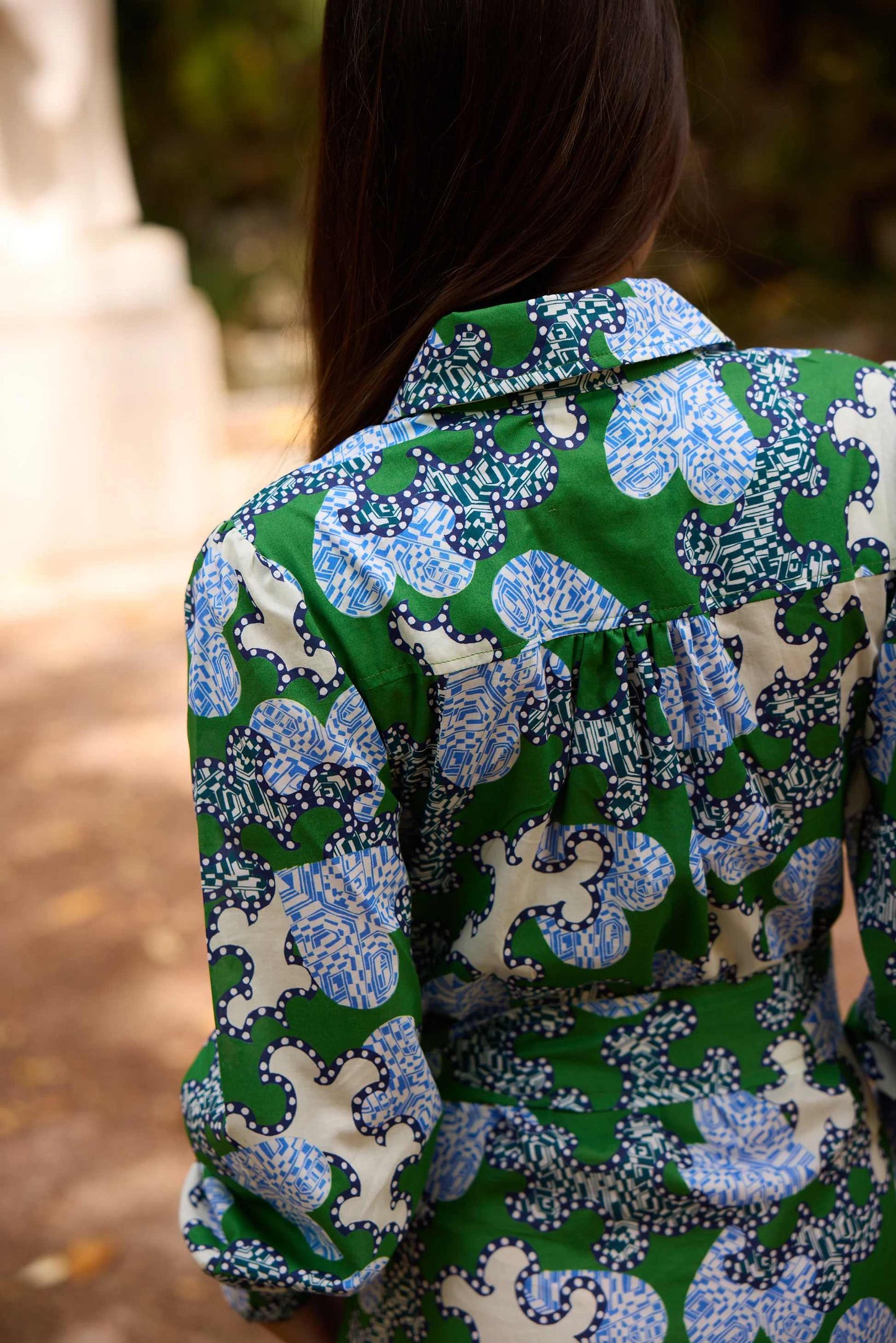Green Shirt Printed Maxi Dress