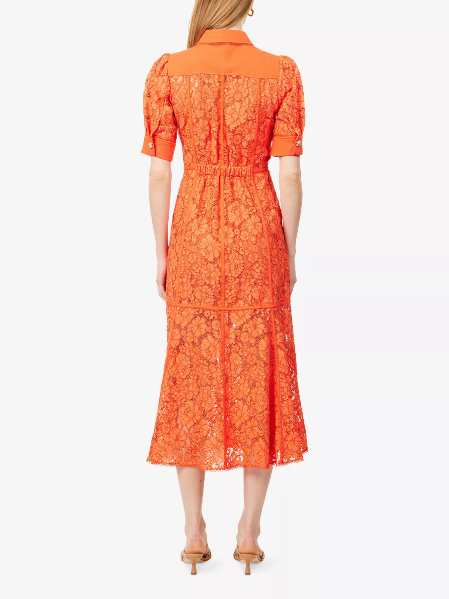 Lace Ruffled Cotton-Blend Dress