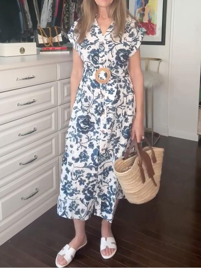 Floral Print Cotton Maxi Dress