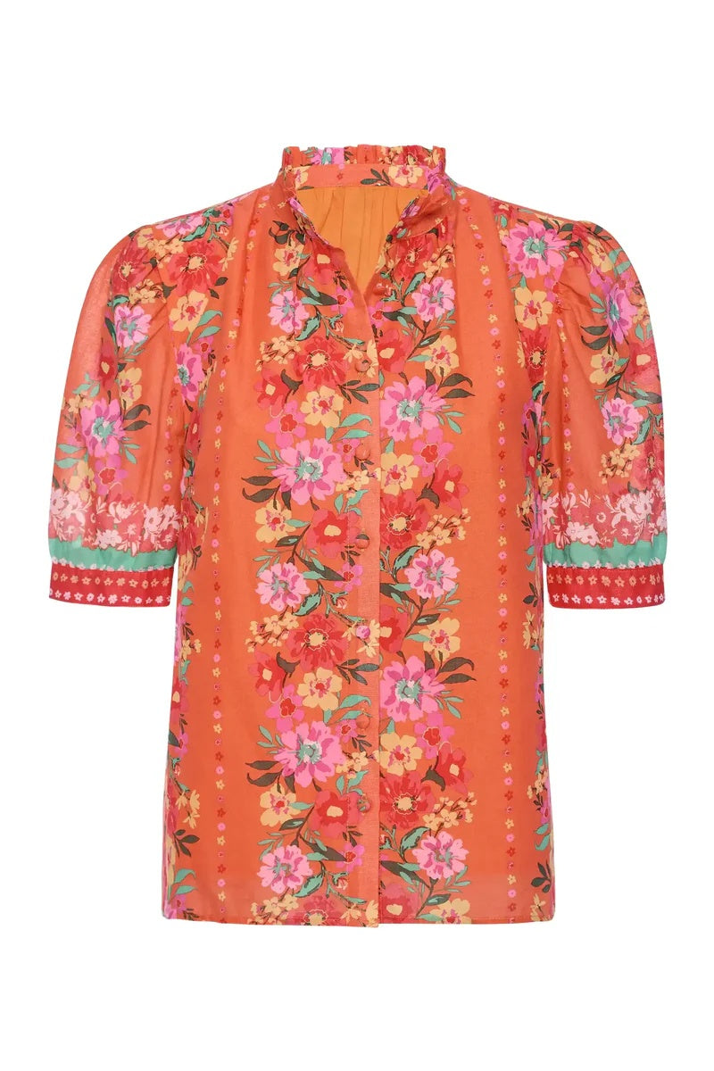 Printed Bubble Sleeve Top