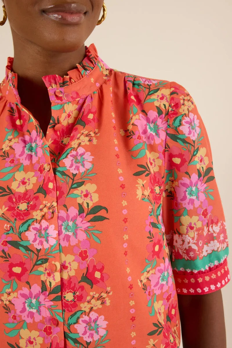 Printed Bubble Sleeve Top