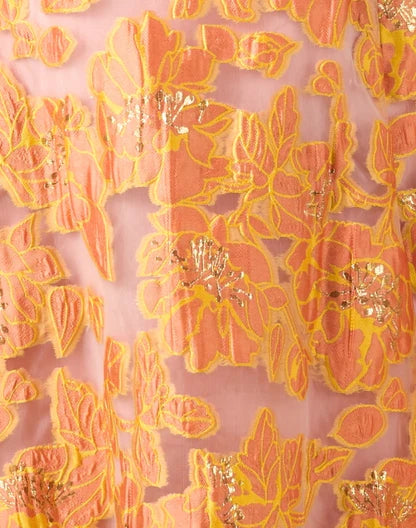 Gold And Orange Floral Print Dress