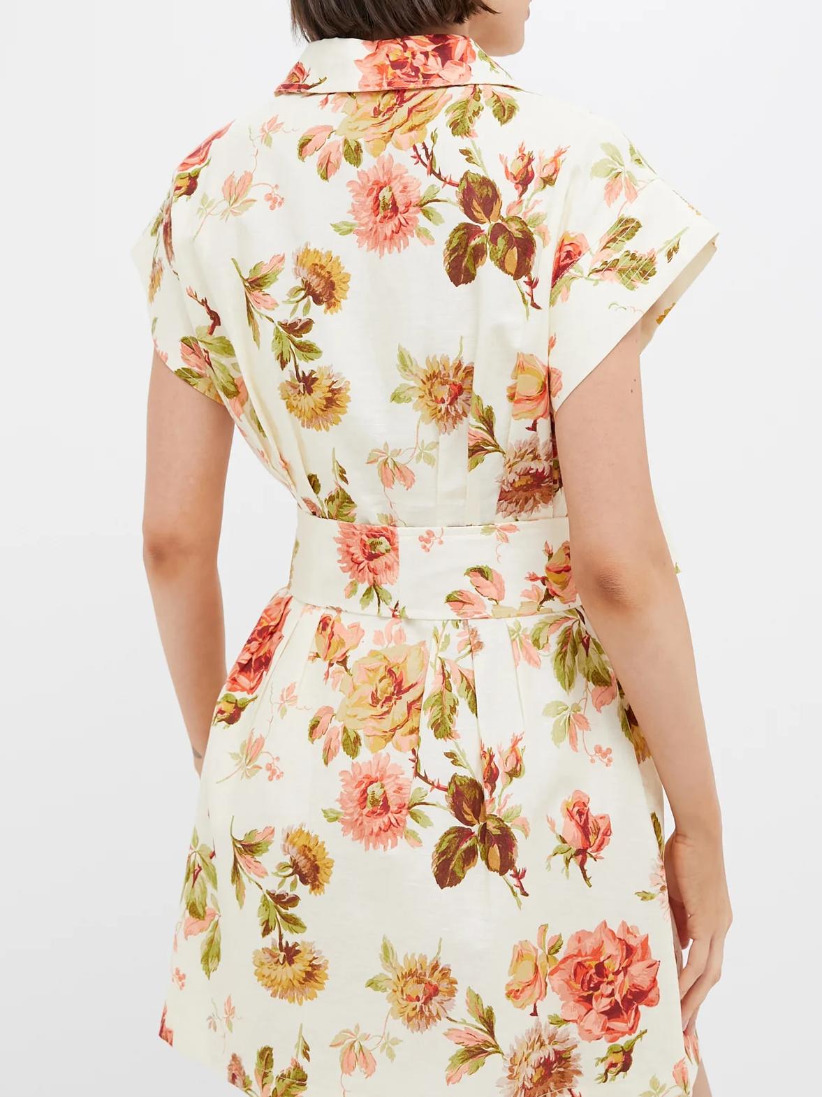 Romantic Floral Cotton Mini Dress