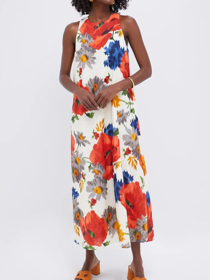 Crimson Poppy Cotton Dress