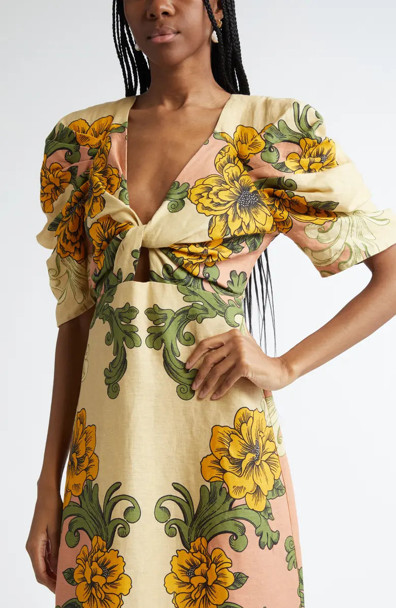 Delicate Flower Arabesques Midi Dress