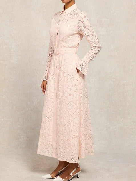 Elegant Belted Lace Dress