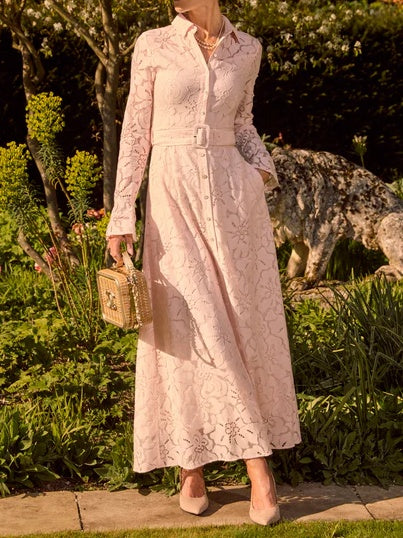 Elegant Belted Lace Dress