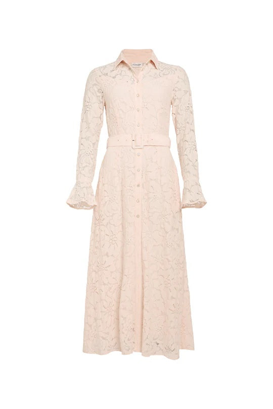 Elegant Belted Lace Dress