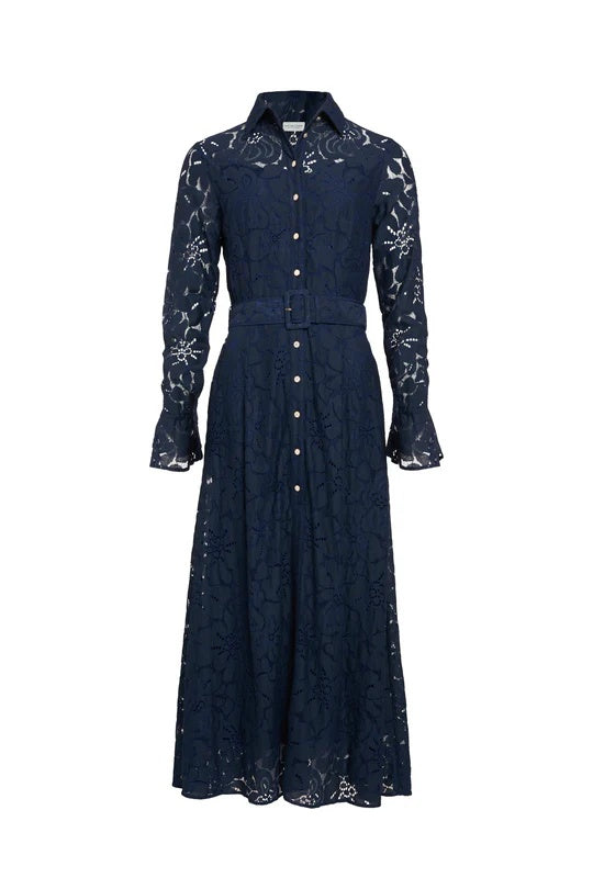 Elegant Belted Lace Dress