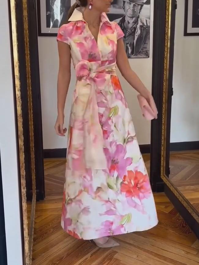 Printed Elegant Fashion Tight Waist Dress(Buy 2 Free Shipping✔️)