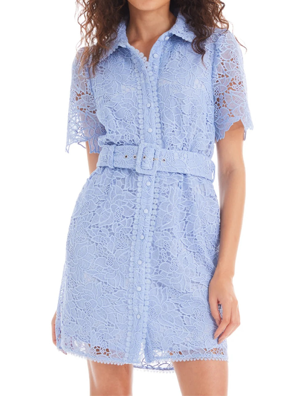 Floral Lace Belted Dress
