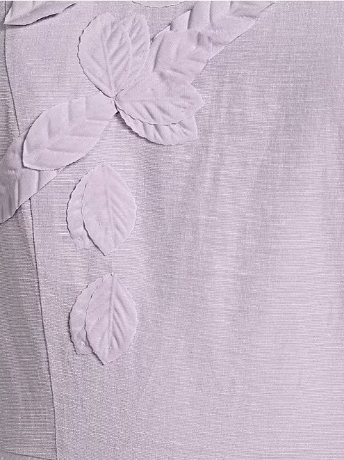 Iris Linen Floral Mockneck Short Sleeve Dress