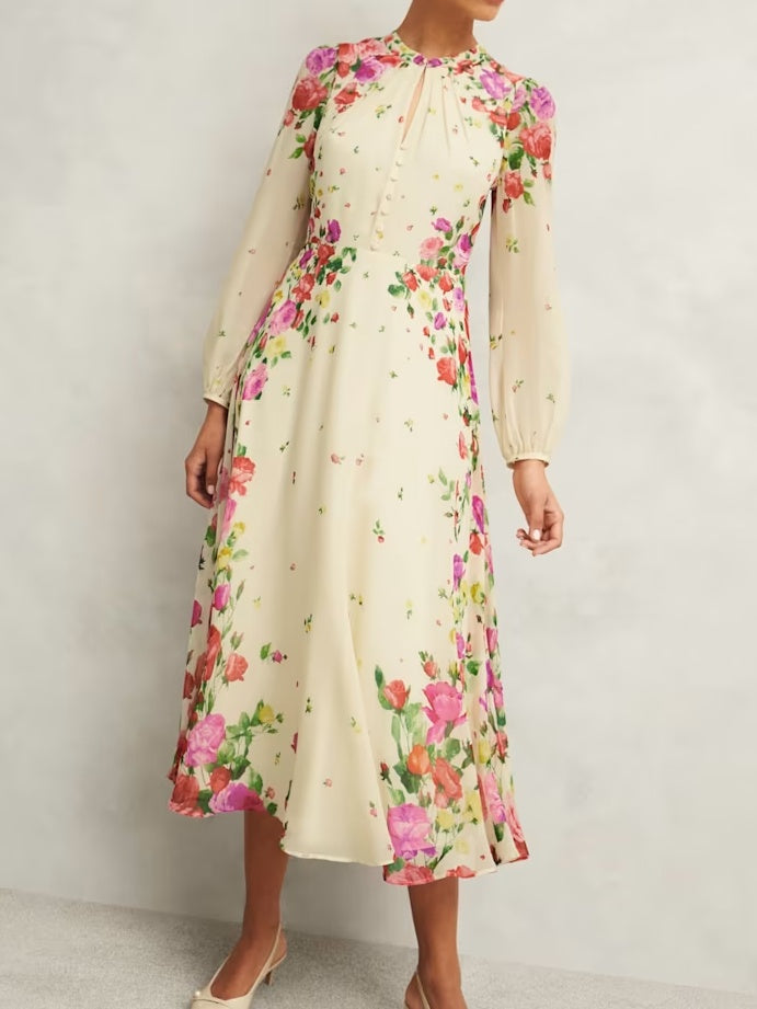 Elegant Floral Print Dress