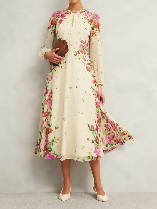 Elegant Floral Print Dress