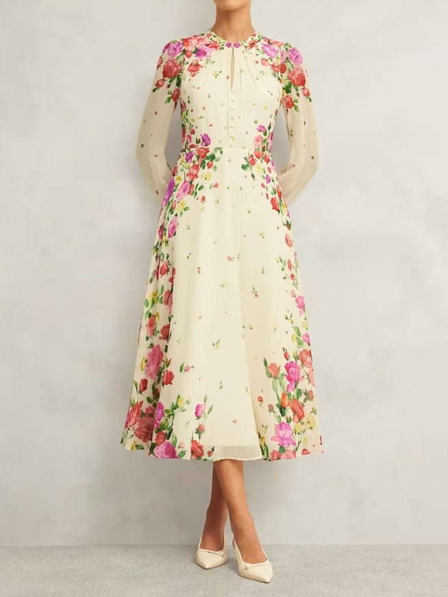 Elegant Floral Print Dress